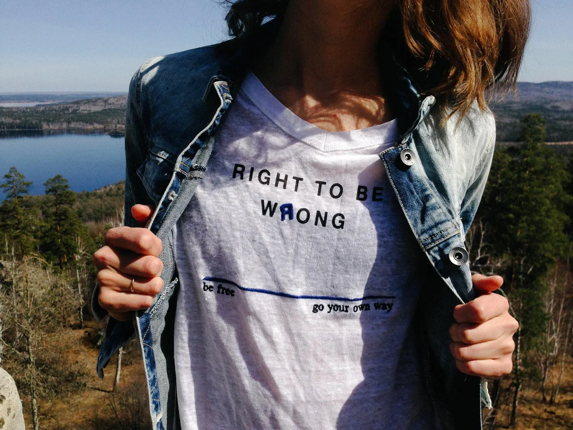 A young girl wears a t-shirt that says, Right to be Wrong, BE Free. Go Your Own Way. Injecting personal morals and values in a more meaningful way is one of the reasons to homeschool reported by surveyed parents.